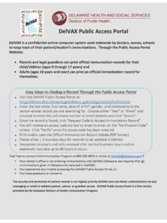 DelVAX Public Access Portal - dhss.delaware.gov