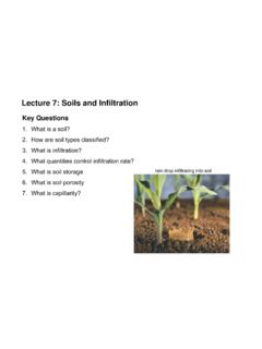 Lecture 7: Soils and Infiltration