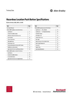 Hazardous Location Push Button Specifications Technical Data
