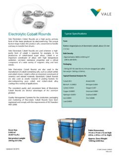 Electrolytic Cobalt Rounds Typical Specifications - Vale