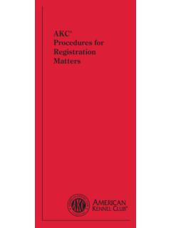 AKC Procedures for Registration Matters