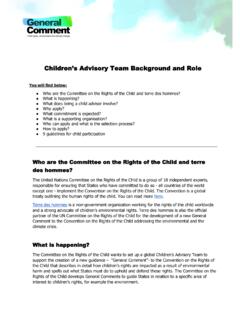 Children’s Advisory Team Background and Role