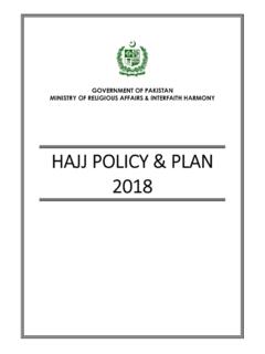 HAJJ POLICY &amp; PLAN 2018 - Ministry of Religious Affairs
