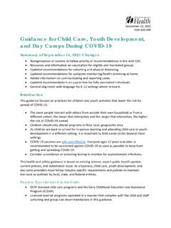 Child Care, Youth Development and Day Camps during COVID …