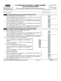 Form 8992 U.S. Shareholder Calculation of Global ...