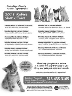 2018 Rabies v Shot Clinics - Onondaga County, New York