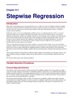 Chapter 311 Stepwise Regression - Statistical Software