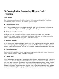 30 Strategies for Enhancing Higher Order Thinking