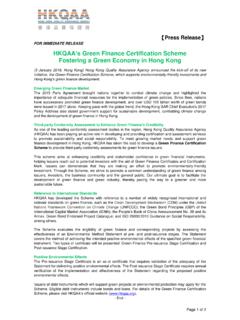HKQAA’s Green Finance Certification Scheme …