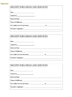 RECEIPT FOR CHILD CARE SERVICES