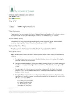 FERPA Rights Disclosure - University of Vermont