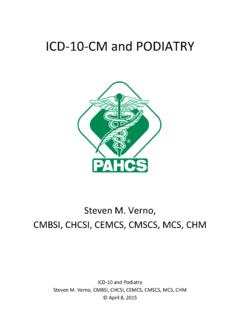 ICD-10-CM and PODIATRY - PAHCS