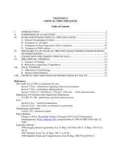 CHAPTER 12 CRITICAL CIRCUMSTANCES Table of Contents