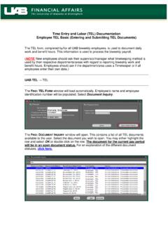 Time Entry and Labor (TEL) Documentation