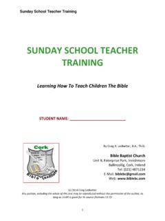 SUNDAY SCHOOL TEACHER TRAINING - biblebc.com