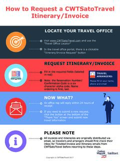 How to Request a CWTSatoTravel Itinerary/Invoice