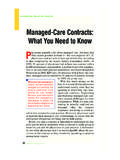 Managed-Care Contracts: What You Need to Know