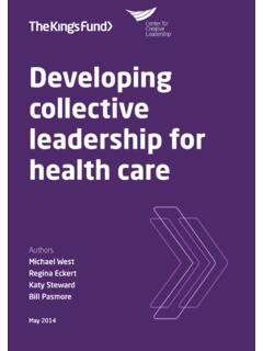 Developing collective leadership for health care May 2014