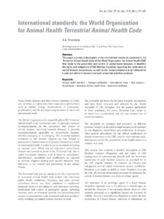 International standards: the World Organisation for Animal ...