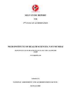 SELF STUDY REPORT - MGM Institute of Health Sciences