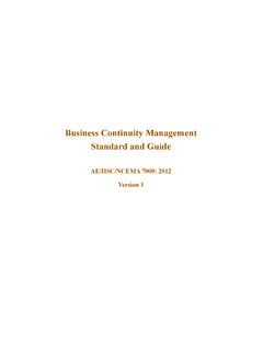 Business Continuity Management Standard and Guide
