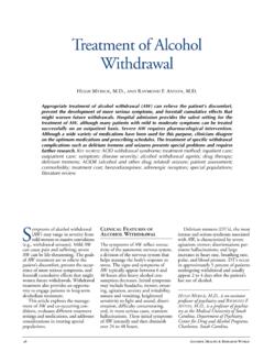 Treatment of Alcohol Withdrawal - National Institutes of ...