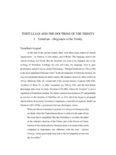 TERTULLIAN AND THE DOCTRINE OF THE TRINITY I ... - …