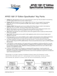 APl/EI 1581 5 Edition Specification Summary - Velcon