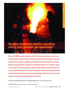 duplex stainless steels: success story and growth ...