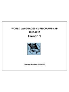 WORLD LANGUAGES CURRICULUM MAP 2016-2017 French 1