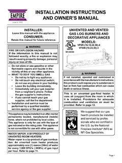 INSTALLATION INSTRUCTIONS AND OWNER’S MANUAL