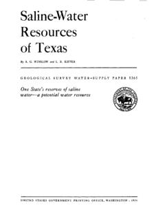 Saline-Water Resources of Texas