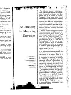 An Inventory for Measuring Depression - Scales …