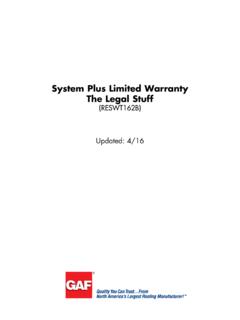 System Plus Limited Warranty The Legal Stuff