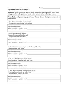 Personification Worksheet 9 - Ereading Worksheets