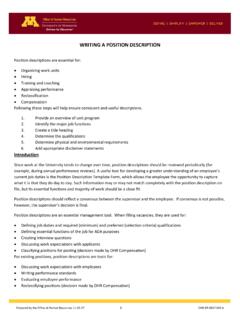 Writing a Position Description - Office of Human Resources