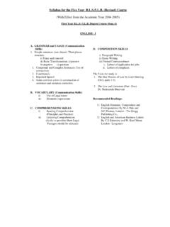 Syllabus for the Five Year B.L.S./LL.B. (Revised) Course