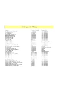 AIG Complete List of Affiliates