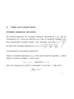 5. Taylor and Laurent series Complex sequences and series