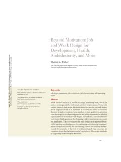 Beyond Motivation: Job and Work Design for Development ...