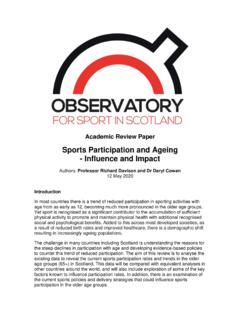 Sports Participation and Ageing - Influence and Impact