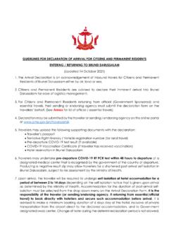 GUIDELINES FOR DECLARATION OF ARRIVAL FOR ... - …