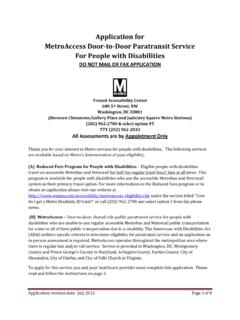 Application for MetroAccess Door-to-Door Paratransit ...