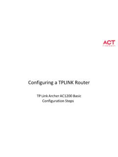 Configuring a TPLINK Router - actcorp
