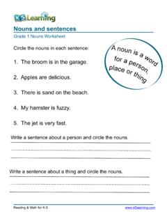 Grade 1 Nouns and Sentences Worksheet - K5 Learning