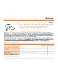 Prior Authorization Requirements - Health Net