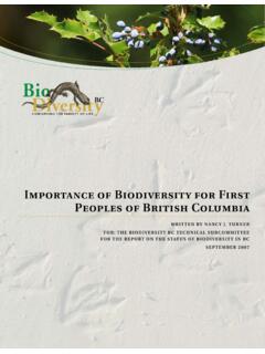 Importance of Biodiversity for First Peoples of …