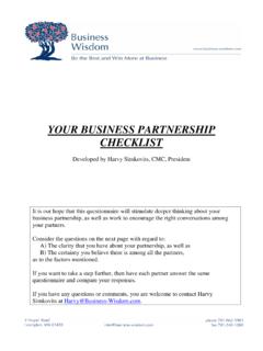 YOUR BUSINESS PARTNERSHIP CHECKLIST