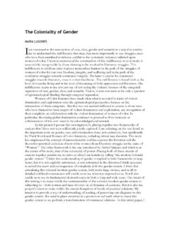 The Coloniality of Gender - Duke University