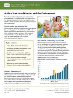 Autism Spectrum Disorder and the Environment fact sheet 508